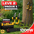 Mini Motosserra Elétrica Com 4 Baterias 21v Bivolt + BRINDE Bolsa de Ferramentas Multiuso - COMPRE 1 LEVE 2
