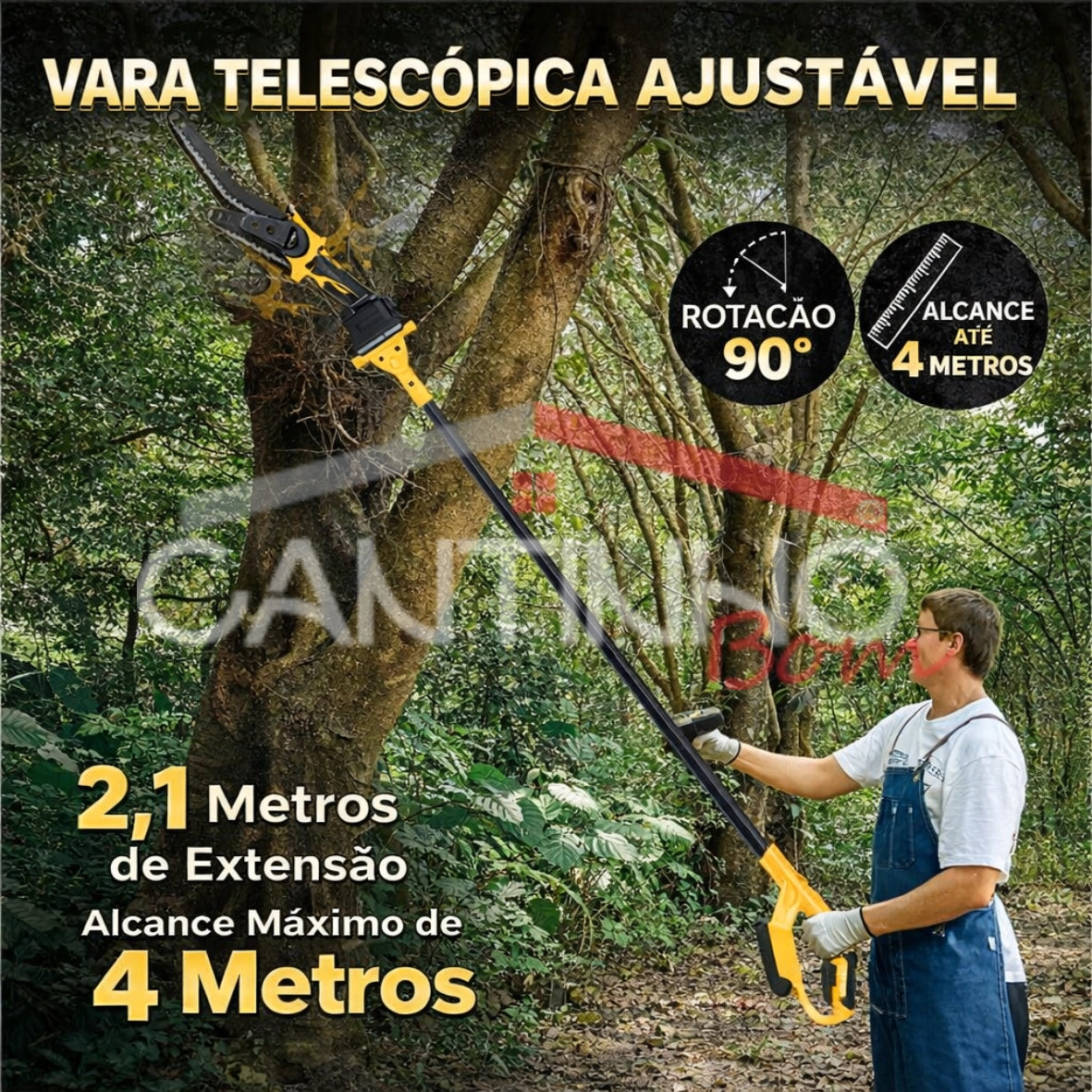 Mini Motosserra Elétrica Com 4 Baterias 21v Bivolt + BRINDE Bolsa de Ferramentas Multiuso - COMPRE 1 LEVE 2
