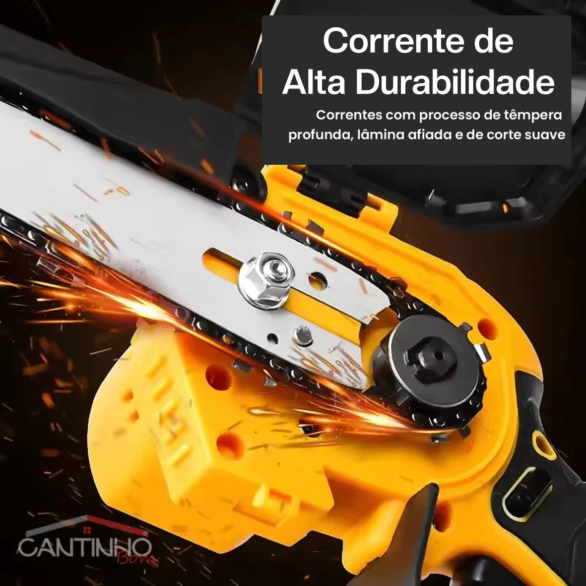 Mini Motosserra Elétrica Com 4 Baterias 21v Bivolt + BRINDE Bolsa de Ferramentas Multiuso - COMPRE 1 LEVE 2