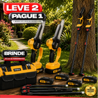 Mini Motosserra Elétrica Com 4 Baterias 21v Bivolt + BRINDE Bolsa de Ferramentas Multiuso - COMPRE 1 LEVE 2